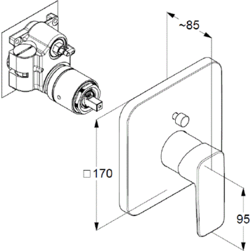 Смеситель KLUDI PURE&STYLE 406570575 для ванны и душа встраиваемый внешняя часть с переключателем воды