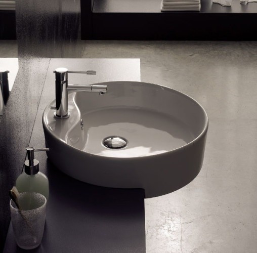 Раковина Scarabeo THIN полувстраиваемая с переливом с одним отверстием цвет белый 8029/D