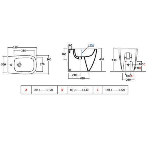 Биде GLOBO GENESIS Напольное приставное с одним отверстием цвет белый GN009BI