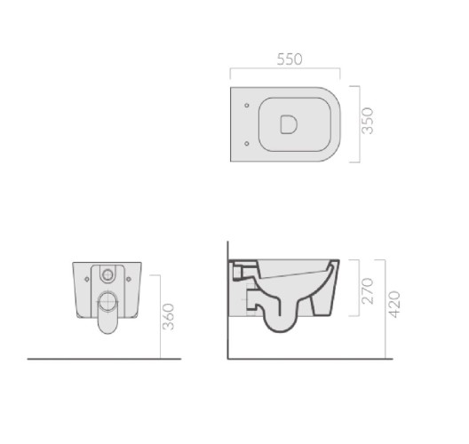 Унитаз GALASSIA Meg11 PRO 5486NEMT подвесной без отверстий с крепежом цвет черный матовый