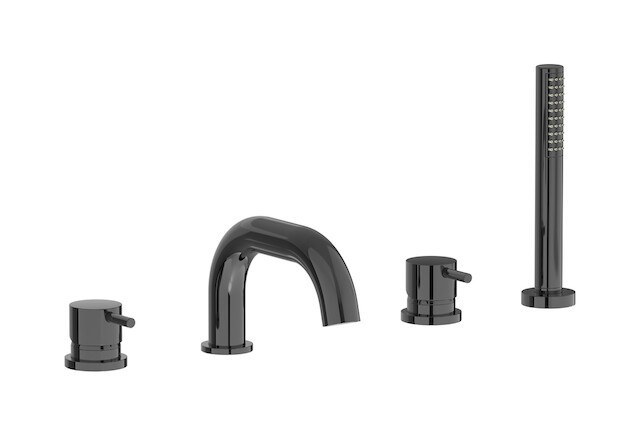 Смеситель на борт ванны на 4 отверстия с дивертором с изливом и ручным душем IBRUBINETTI MILANOTORINO MT396