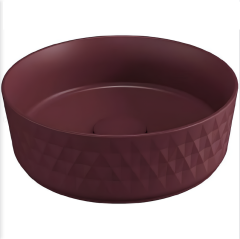 Раковина накладная ISVEA Rombo круглая ?36см, без отверстия под смеситель цвет бордовый матовый