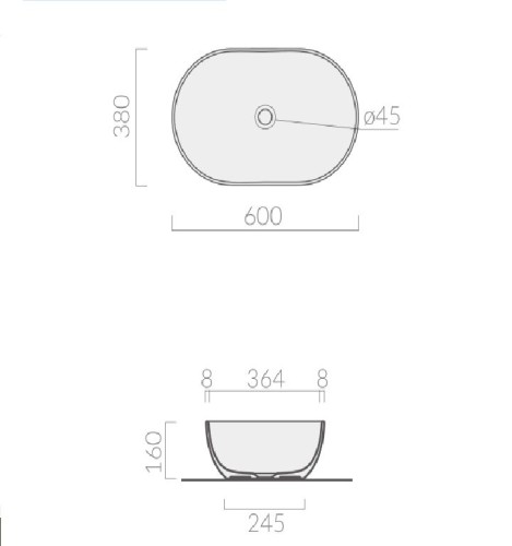 Раковина GALASSIA DREAM 7308GM накладная без отв.,без слив/перелив, Серый матовый