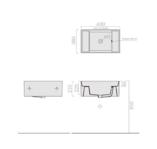 Раковина GALASSIA MEG11 PRO 5484 хозяйственная подвесная или накладная без отверстий цвет белый глянцевый