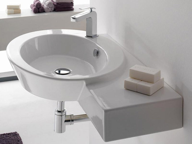 Раковина Scarabeo WISH подвесная с переливом с одним отверстием с полотенцедержателем цвет белый 2011