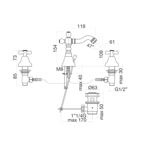 Смеситель для биде Webert Armony AM710202065, бронза