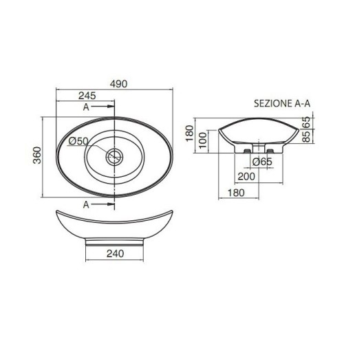 Раковина Scarabeo ZEFIRO накладная без перелива без отверстий цвет белый 8207