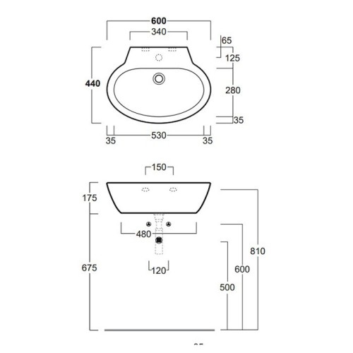 Раковина SIMAS LFT Spazio подвесная или накладная с одним намеченным отверстием цвет белый LFT24