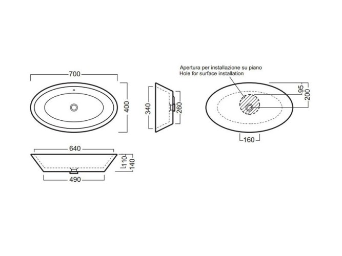 Раковина HATRIA HAPPY HOUR Y0M901 накладная без отверстия с переливом цвет белый