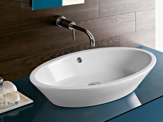 Раковина HATRIA HAPPY HOUR Y0M901 накладная без отверстия с переливом цвет белый