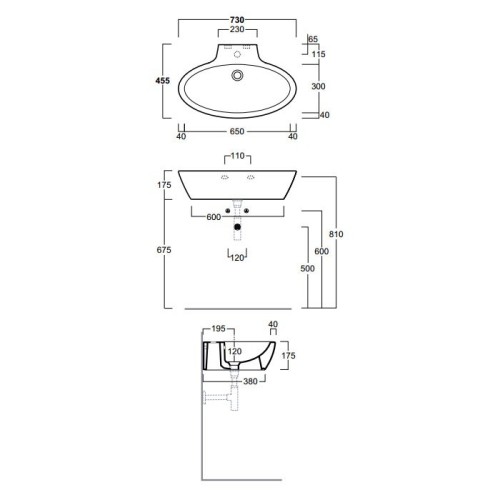 Раковина SIMAS LFT Spazio подвесная или накладная с одним намеченным отверстием цвет белый LFT34