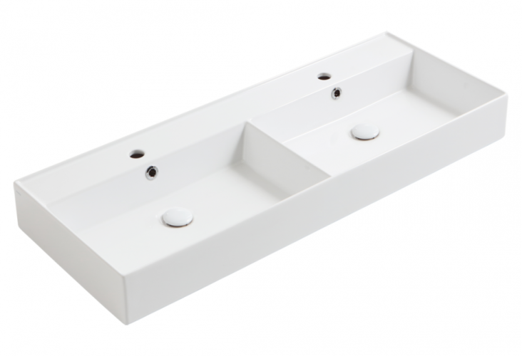 Раковина SIMAS AGILE двойная подвесная или накладная с одним отверстием цвет белый AG121D