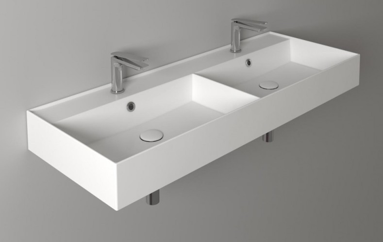 Раковина SIMAS AGILE двойная подвесная или накладная с одним отверстием цвет белый AG121D