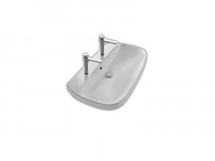 Раковина HATRIA ABITO YXXJ01 подвесная или накладная С двумя отверстием под два смесителя с переливом цвет белый