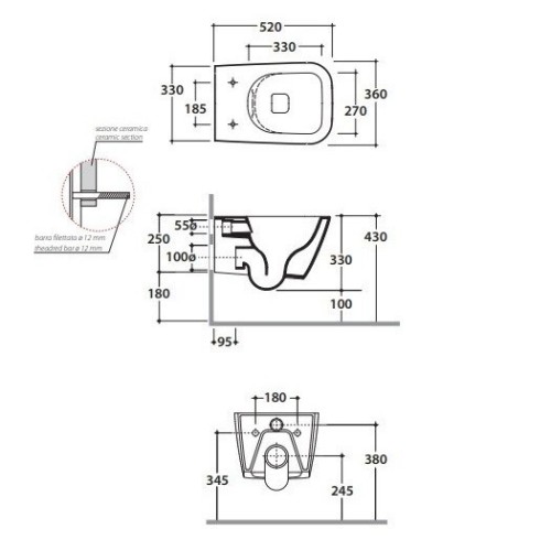 Унитаз GLOBO STONE подвесной безободковый цвет белый STS05BI