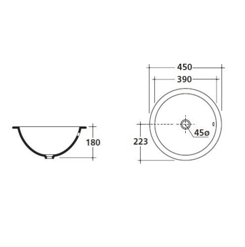 Раковина GALASSIA LENE 6023 встраиваемая сверху без отверстий с переливом цвет белый глянцевый