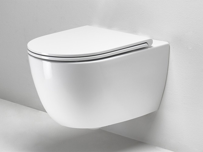 Комплект Унитаз SIMAS TREVI подвесной безободковый с сиденьем с крышкой с микролифтом цвет белый TR18/F85+TR004