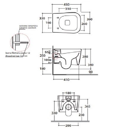 Унитаз GLOBO STONE подвесной безободковый цвет белый STS07BI