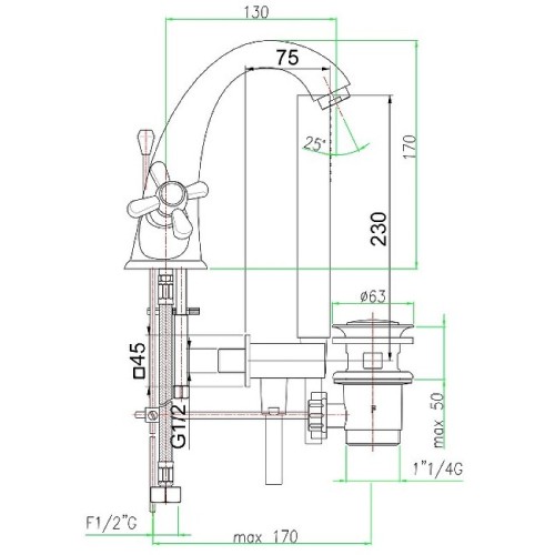 Смеситель для раковины Webert Armony AM700102010. золото