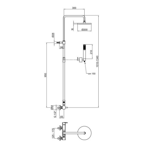 Душевая система Webert Azeta AZ870105015METAL, хром