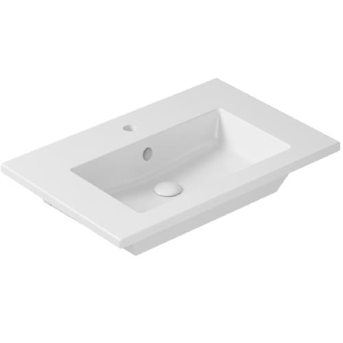 Раковина GALASSIA EDEN 7222 подвесная или встраиваемая сверху с одним отверстием с переливом цвет белый глянцевый