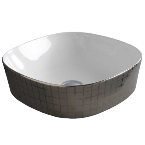 Раковина Artceram Ghost  накладная без отверстий  цвет белый/platinum mosaic GHL001 01 58