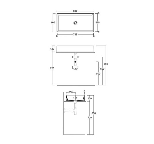Раковина SIMAS AGILE накладная с одним отверстием эмалированная с 4 сторон цвет черный матовый AG80.NM