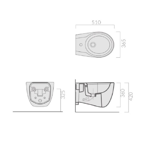 Биде GALASSIA ERGO 7110 подвесное с одним отверстием цвет белый глянцевый