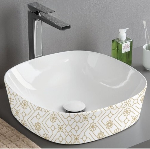 Раковина Artceram Ghost накладная без отверстий цвет белый/декор el moro GHL001 01 90