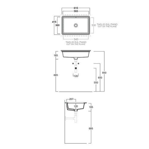 Раковина SIMAS AGILE под столешницу без отверстий цвет песочный матовый S60.SM