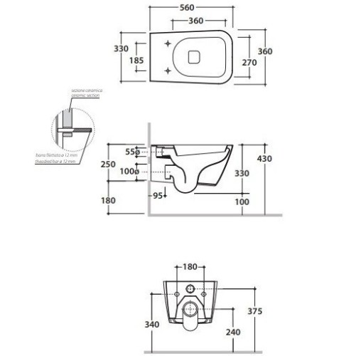 Унитаз GLOBO STONE подвесной цвет белый STS06BI