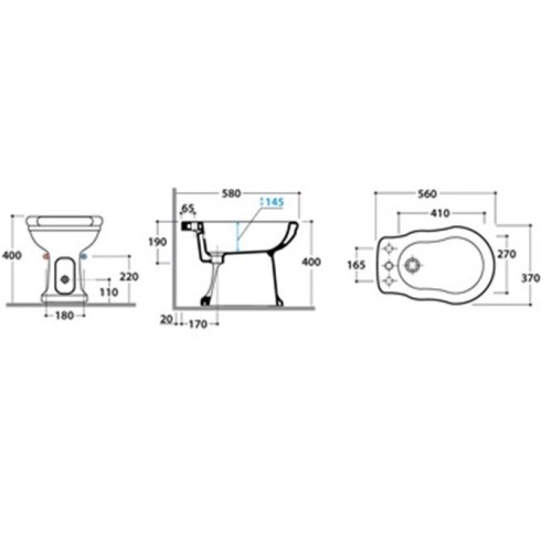 Биде GLOBO PAESTUM Напольное приставное с одним отверстием цвет белый PA009BI