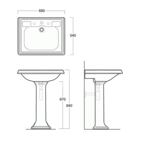 Раковина SIMAS ARCADE подвесная на пьедестал с одним отверстием без спинки цвет белый AR844