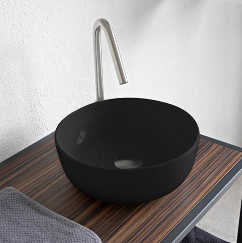 Раковина Scarabeo GLAM накладная без перелива без отверстий цвет черный глянцевый 1808 35