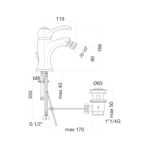 Смеситель для биде Webert Aurora AU840102017, хром/золото