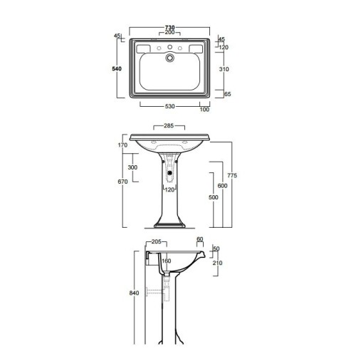 Раковина SIMAS ARCADE подвесная на пьедестал с одним отверстием без спинки цвет белый AR854