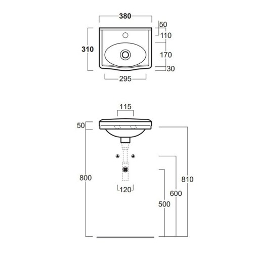Раковина SIMAS LONDRA подвесная с одним отверстием цвет белый LO944