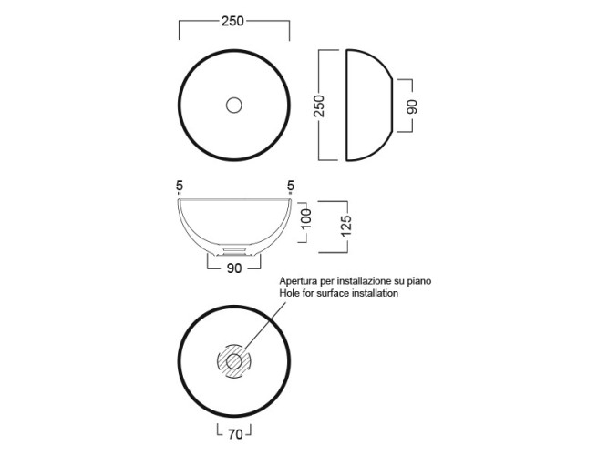Раковина HATRIA HAPPY HOUR Y5A501 подвесной без отверстия без перелива цвет белый