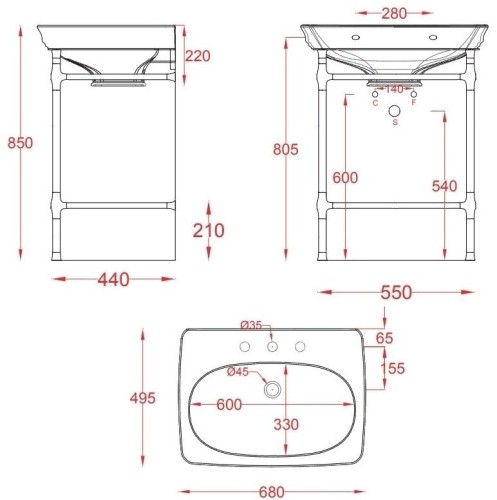Раковина Artceram Civitas на пьедестал/консоль с одним отверстием цвет белый CIL001 01 00