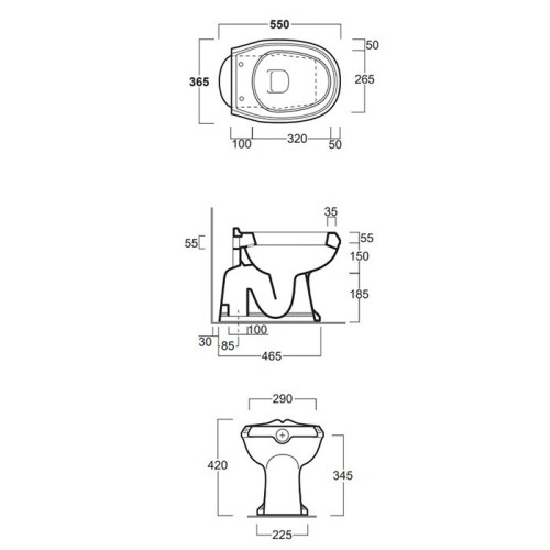 Унитаз SIMAS ARCADE со средним бачком с фронтальным смывом слив в пол цвет белый/золото AR801+AR812B+D23ORO
