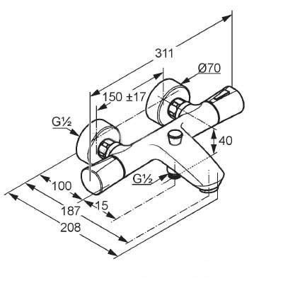 Термостат KLUDI ZENTA 351019138 для ванны с изливом с подключением шланга