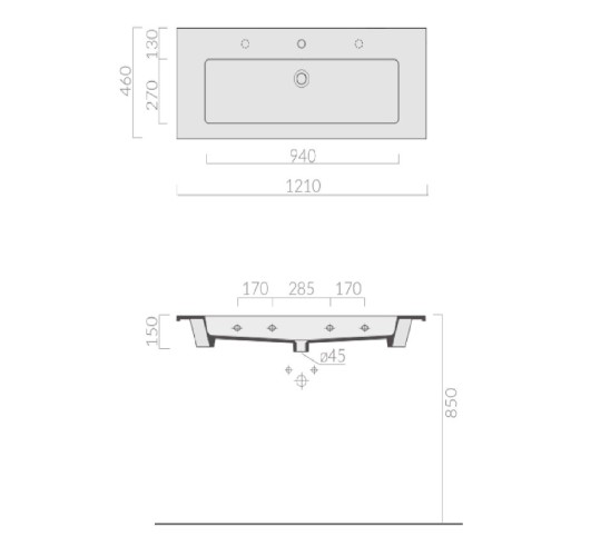 Раковина GALASSIA EDEN 7226 2F подвесная или встраиваемая сверху с двумя отверстиями с переливом цвет белый глянцевый
