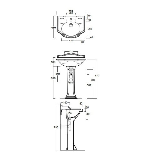 Раковина SIMAS ARCADE подвесная на пьедестал с одним отверстием со спинкой цвет белый AR814