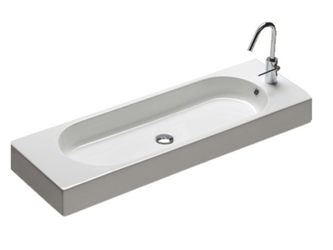 Раковина HATRIA AREA Y0W501 подвесная или на тумбу с одним отверстием с переливом цвет белый