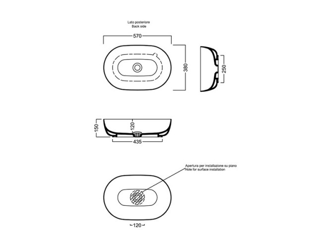Раковина HATRIA HAPPY HOUR Y8AK01 накладная без отверстия без перелива цвет белый