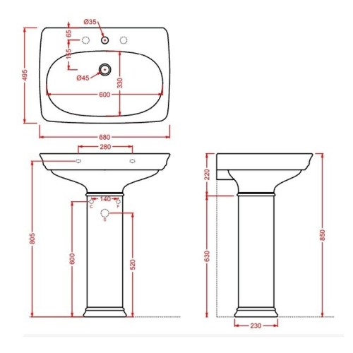 Раковина Artceram Civitas подвесная с пьедесталом с одним отверстием цвет серый CIL001 34 00