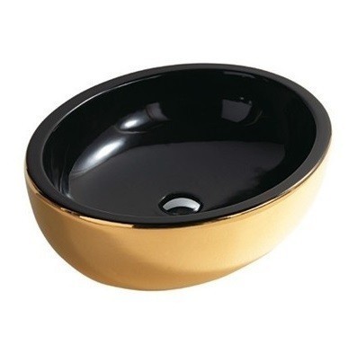 Раковина GALASSIA Midas 9863 NO накладная без отверстий без перелива цвет черный/золото
