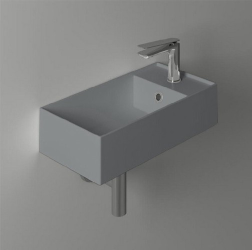 Раковина SIMAS AGILE подвесная или накладная с одним отверстием с полкой правой цвет cemento matt AG50.CM