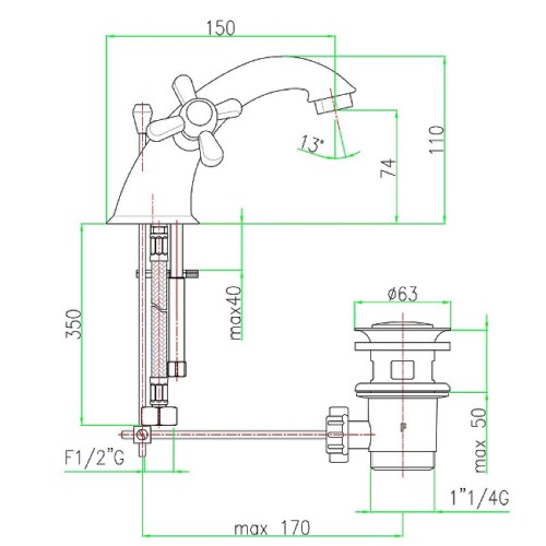Смеситель для раковины Webert Armony AM700108015. хром