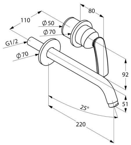 Смеситель KLUDI BALANCE 522450575 для раковины настенный встраиваемый внешняя часть